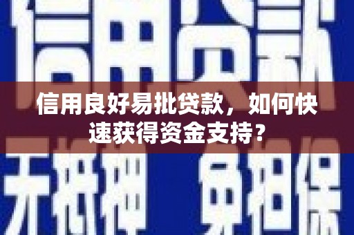 永济信用良好易批贷款，如何快速获得资金支持？