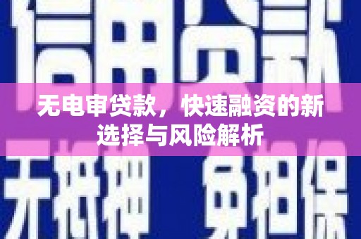 永济无电审贷款，快速融资的新选择与风险解析