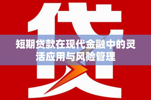 永济短期贷款在现代金融中的灵活应用与风险管理